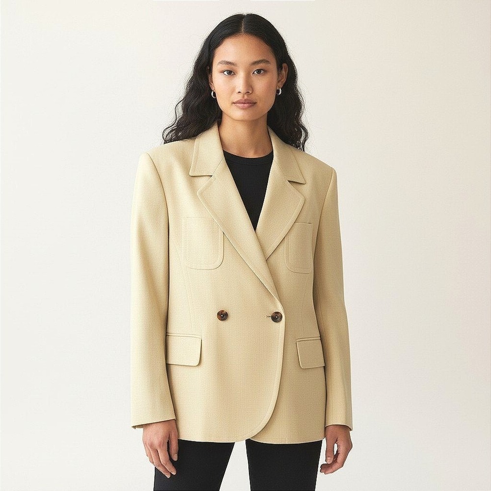 Laurel Escada Blazer EU 42 US 10 Yellow Tone Double Breasted Tailored Jacket